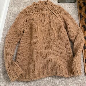 Roberto Collina Chunky Turtleneck Sweater in Camel Brown